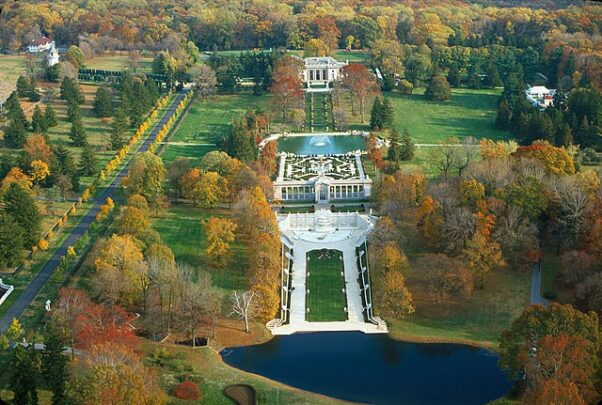 Aerial View of Nemours Mansion and Gardens. Image via Wikimedia Commons.