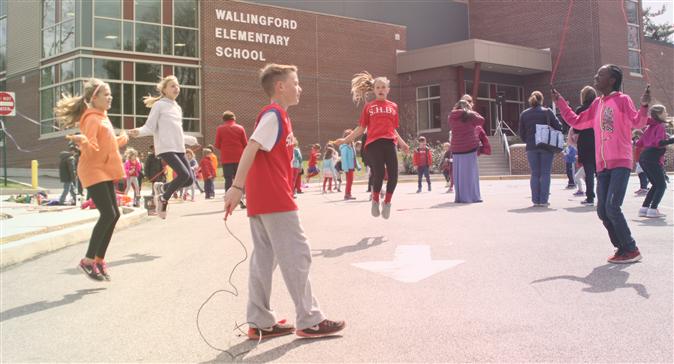 Students at Wallingford Elementary School Jump Rope