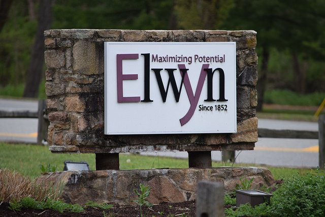 Elwyn sign at the campus entrance.