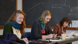 Swarthmore students Kira Simpson, Emma Puranen, and Sarah Parks