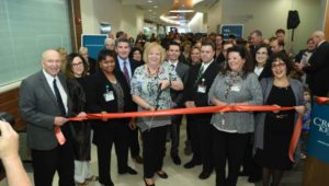 Crozer-Keystone staff members cut the ribbon on the new outpatient facility in Broomall.