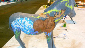 A painted donkey by artist Sarah Ryan.