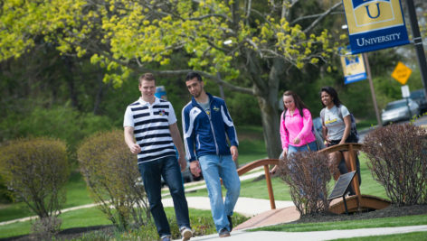 Students on the Neumann University campus.