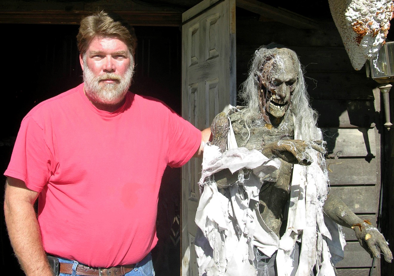 Randy Bates with one of his haunted creations.