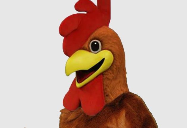 A Swiss Farms Rooster costume.