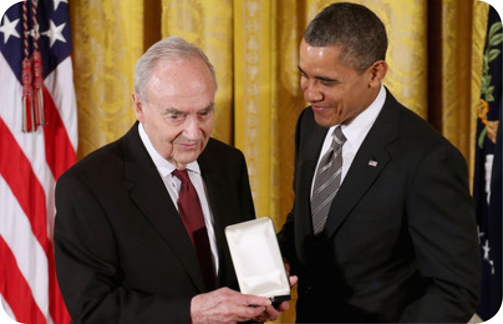 Former Sen. Harris Wofford and former President Barack Obama.