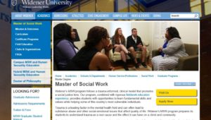 On line description of Widener University's Master of Social Work program.