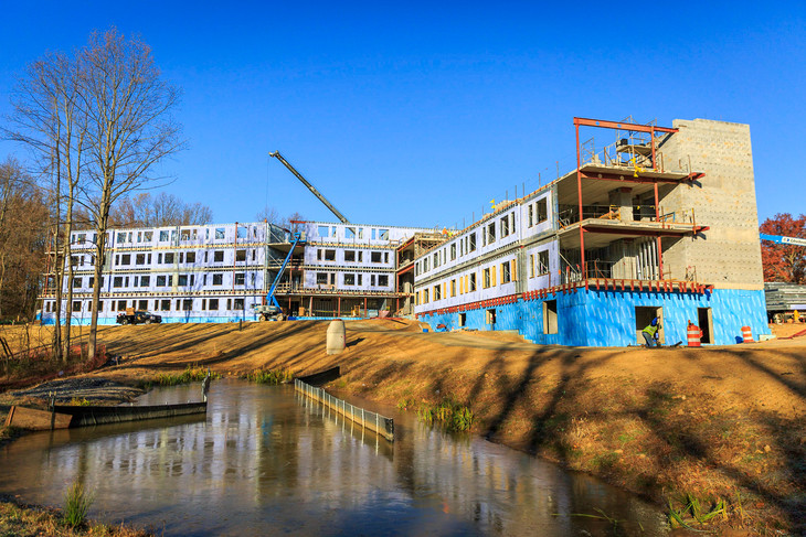 Penn State Brandywine's new residence hall under construction
