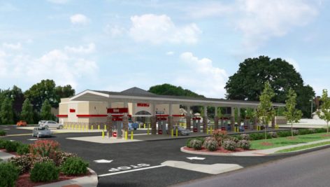 A rendering for a new Wawa convenience store.