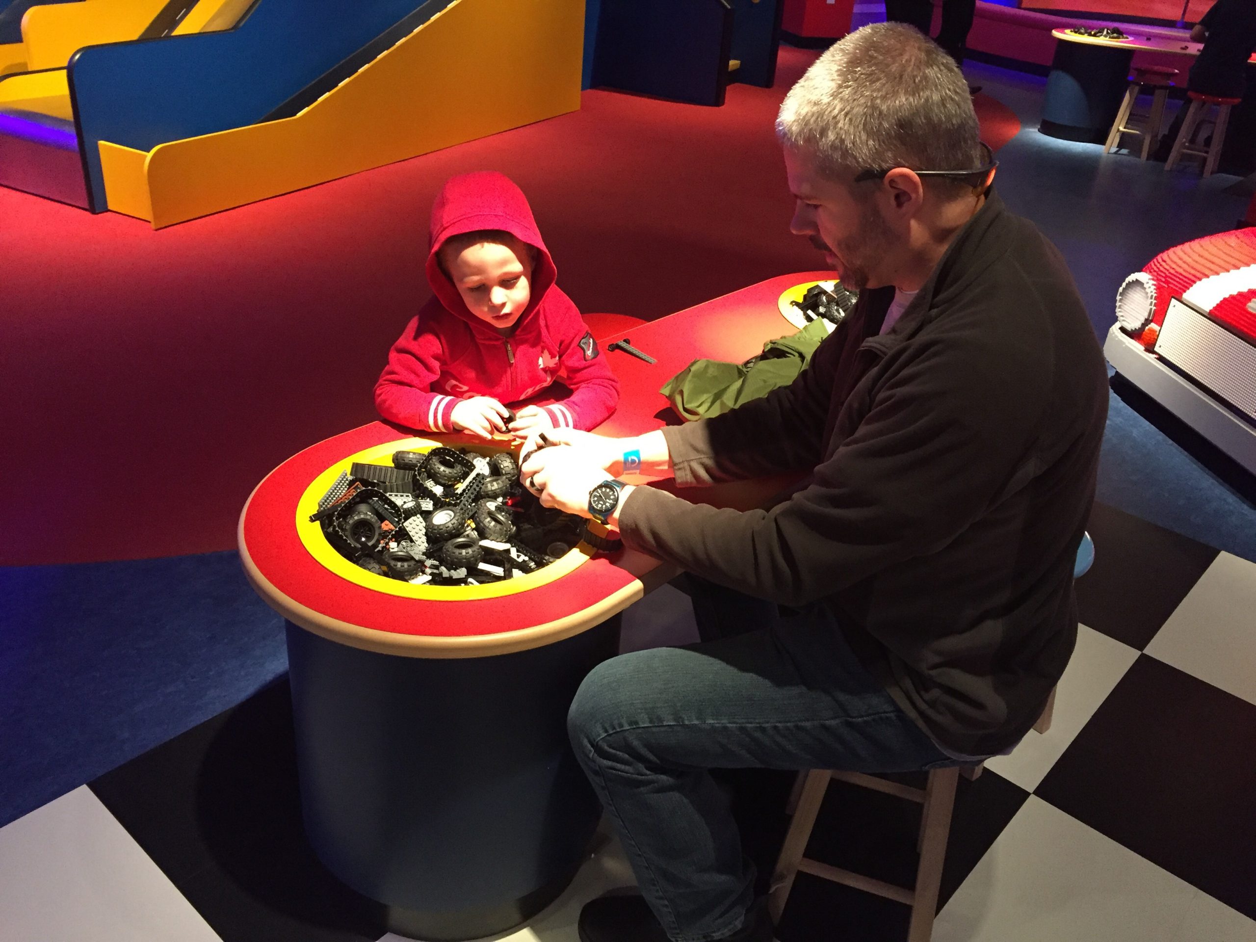 Soren Harward with 4-year-old son Ryhs at Legoland.