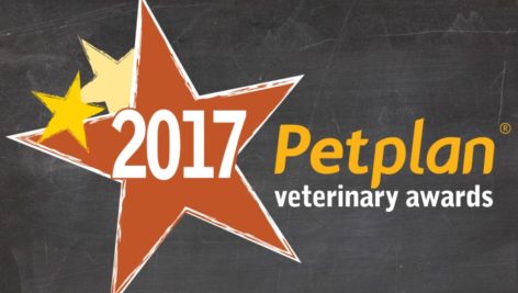 An ad display for the 2017 Petplan veterinary awards.