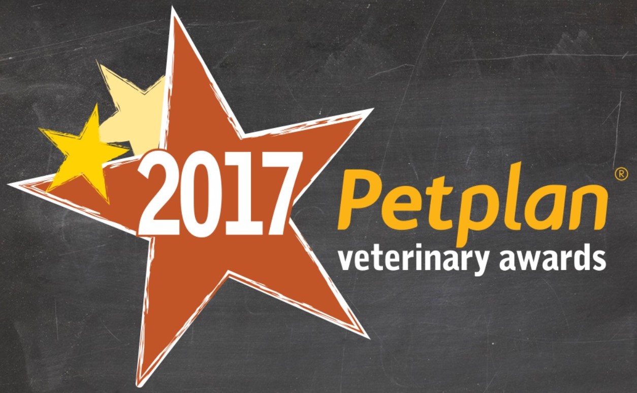 An ad display for the 2017 Petplan veterinary awards.
