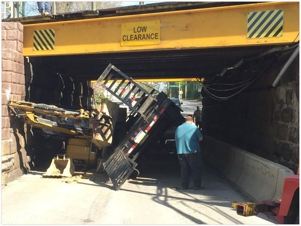 Low Bridge in Radnor a Big Hit with Truck Drivers