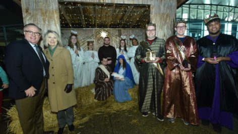 A recreation of the Three Kings visiting the Nativity.