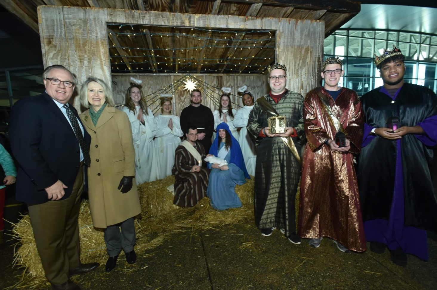 A recreation of the Three Kings visiting the Nativity.