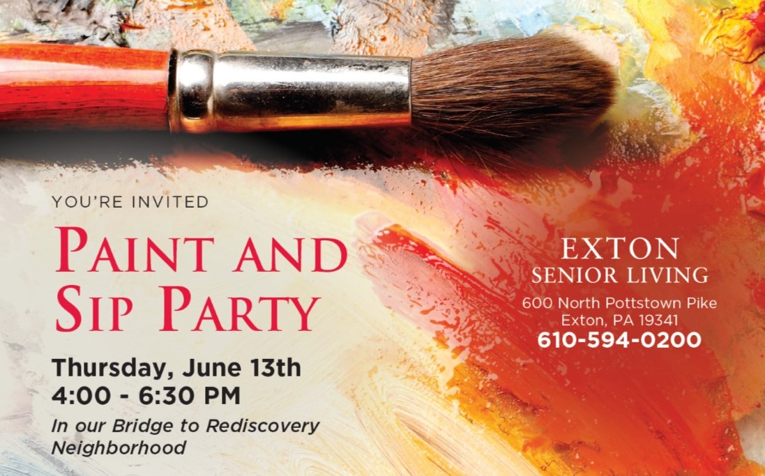 Exton Senior Living to Showcase Bridge to Rediscovery Program at Paint and Sip Party on Thursday