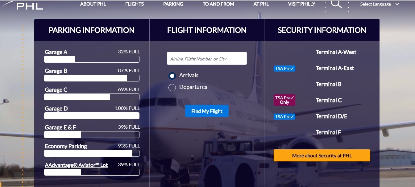 Redesigned Airport Website Lets You Check Parking Availability, Flight Status and More