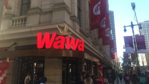 The exterior of a Wawa store along the Avenue of the Arts in Philadelphia.