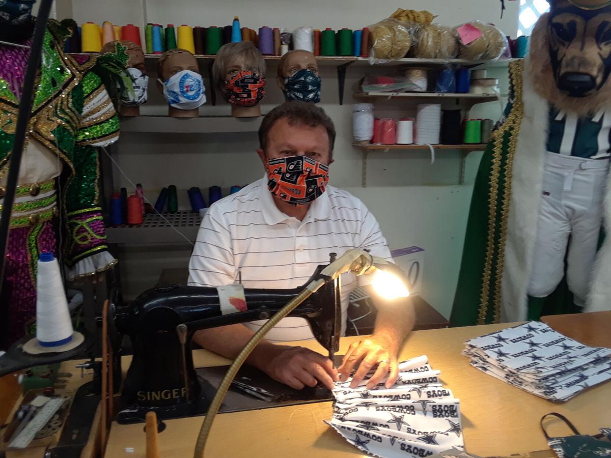 James May works on a costume.