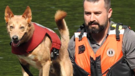 Keith Cox with his search and rescue dog Nakoma