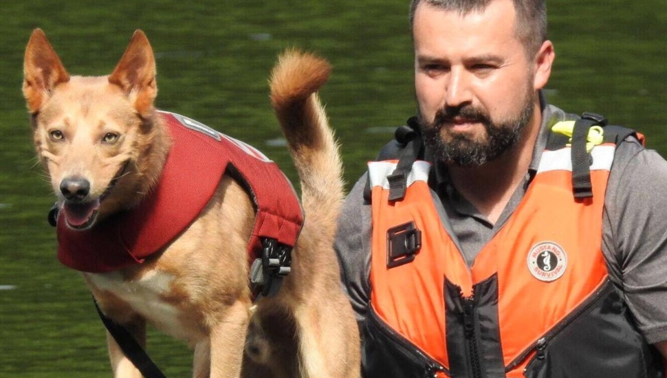 Keith Cox with his search and rescue dog Nakoma