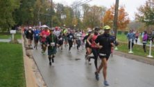 Runners along a street in one of the Delaware County towns.