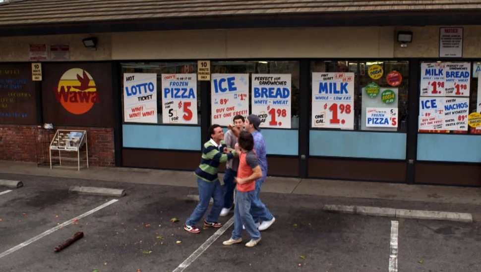 Scene from The Goldbergs outside the 1980s Jenkintown Wawa.