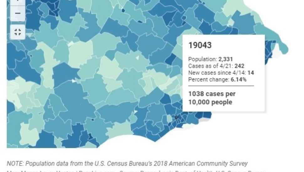 Delaware Zip codes with the highest and lowest percentage increases in COVID-19