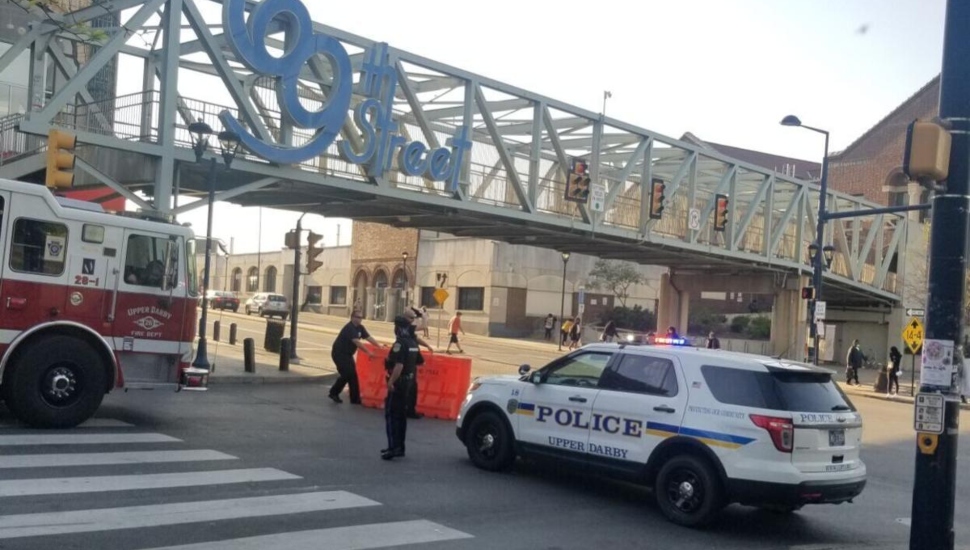 Police on patrol in 69th Street ahead of the Derek Chauvin verdict