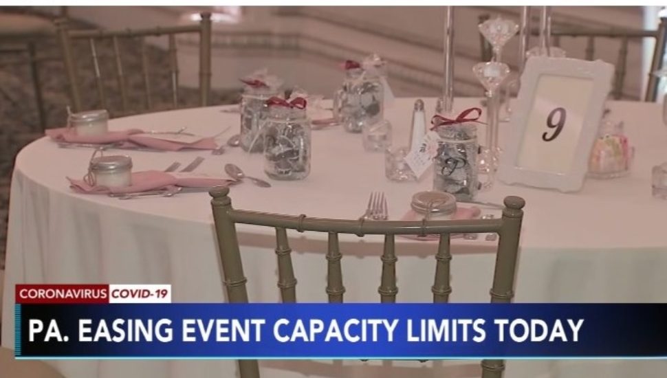 A wedding reception at the Drexelbrook Catering and Event Center now that Pennsylvania is easing event restrictions