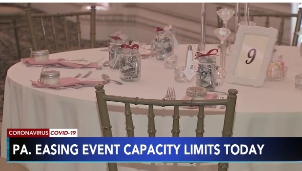 A wedding reception at the Drexelbrook Catering and Event Center now that Pennsylvania is easing event restrictions