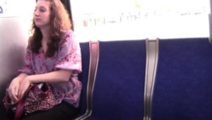 Woman taking a seat on a SEPTA bus