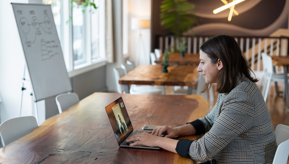 Young woman on a zoom conference call