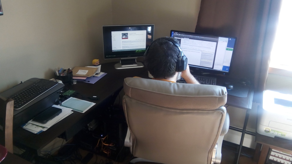 Employee does remote work at home