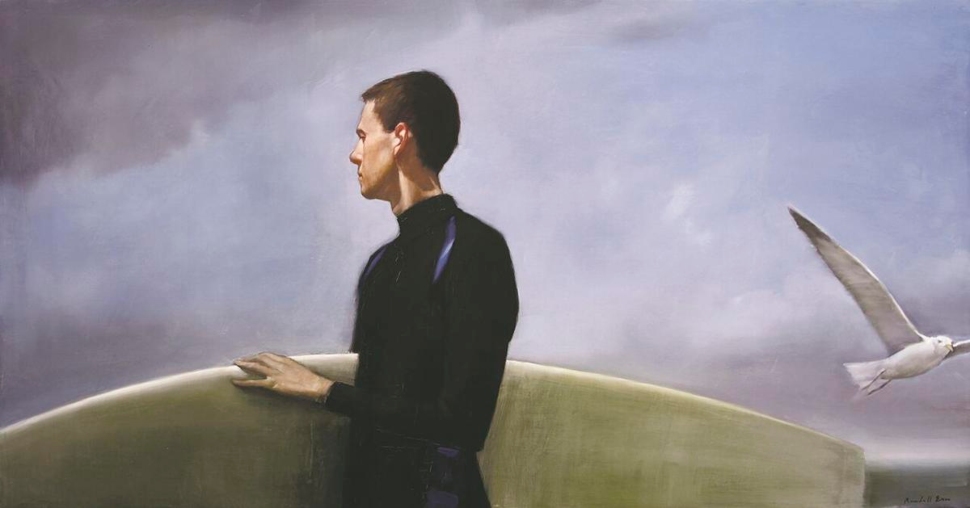Randall Exon, Surfer and Bird (2007) oil on canvas.