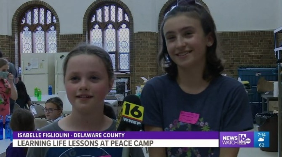 Isabelle Figlioni with her friend Guinivere McCurd at Peace Camp.