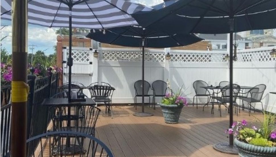 Azie's rooftop deck in Media.