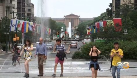 Tourists visiting Philadelphia.