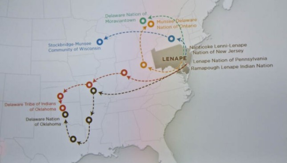 A map at the Penn Museum in Philadelphia shows the forced migration of members of the Lenape Nation.