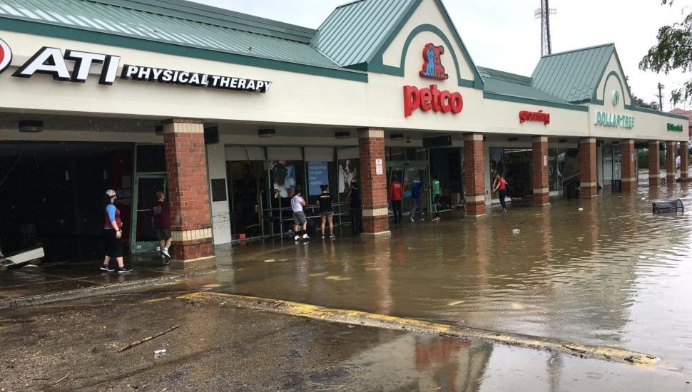 The Bond Shopping Center floods in August 2020. American Rescue Plan funds could go to flood control.
