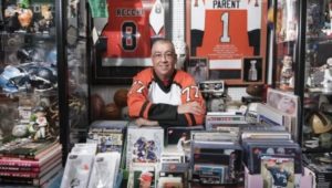 Carl Henderson has sports cards at his Havertown shop.