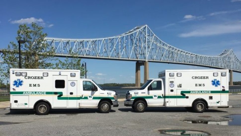 Two Crozer EMT ambulances at the Chester waterfront.