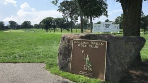 A plaque at Rolling Green Country Club is dedicated to William S. Flynn, the architect for the Rolling Green Golf Course.