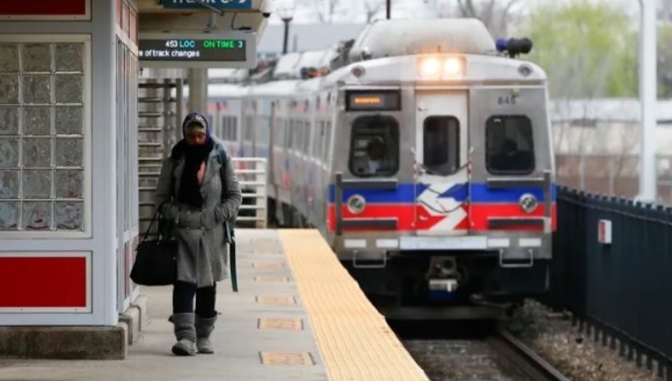 The Elwyn Regional Rail train pulls into Temple University Station.