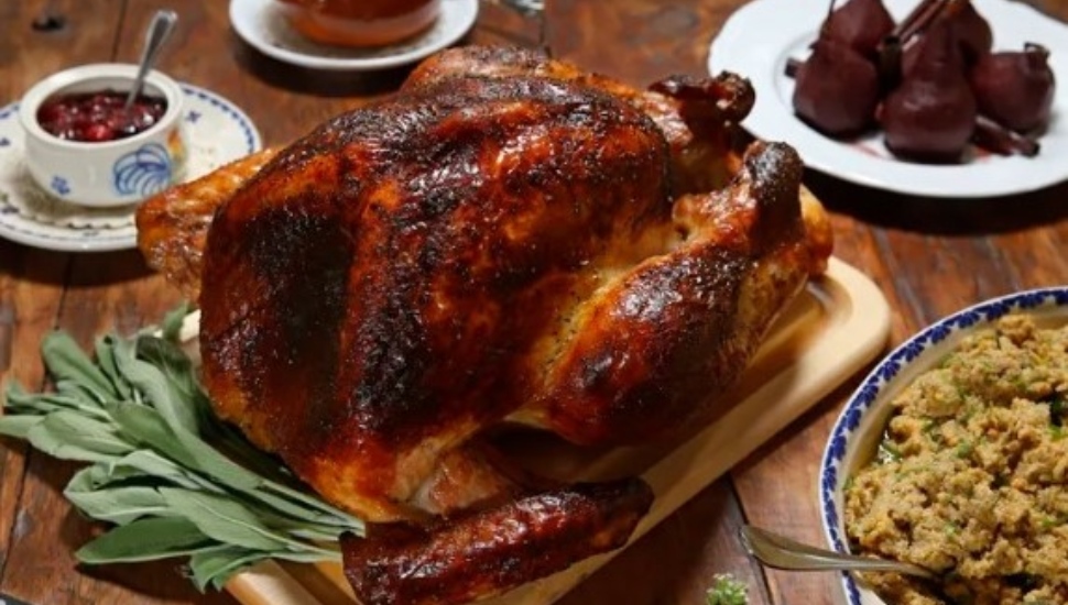 A traditional holiday turkey dinner.