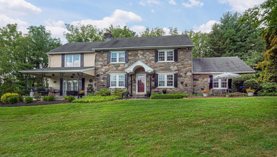 Front of a stone farmhouse at 676 W Rose Tree Road in Media