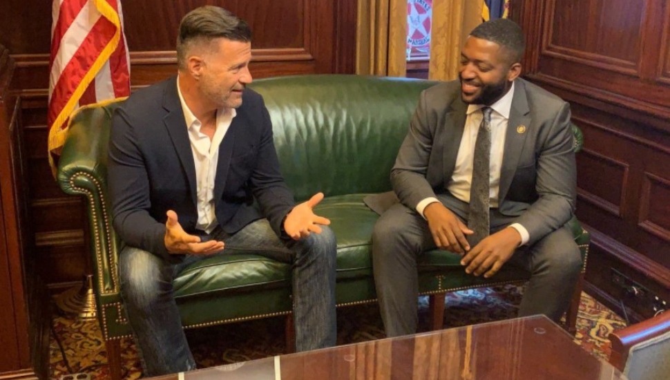 two men talking
