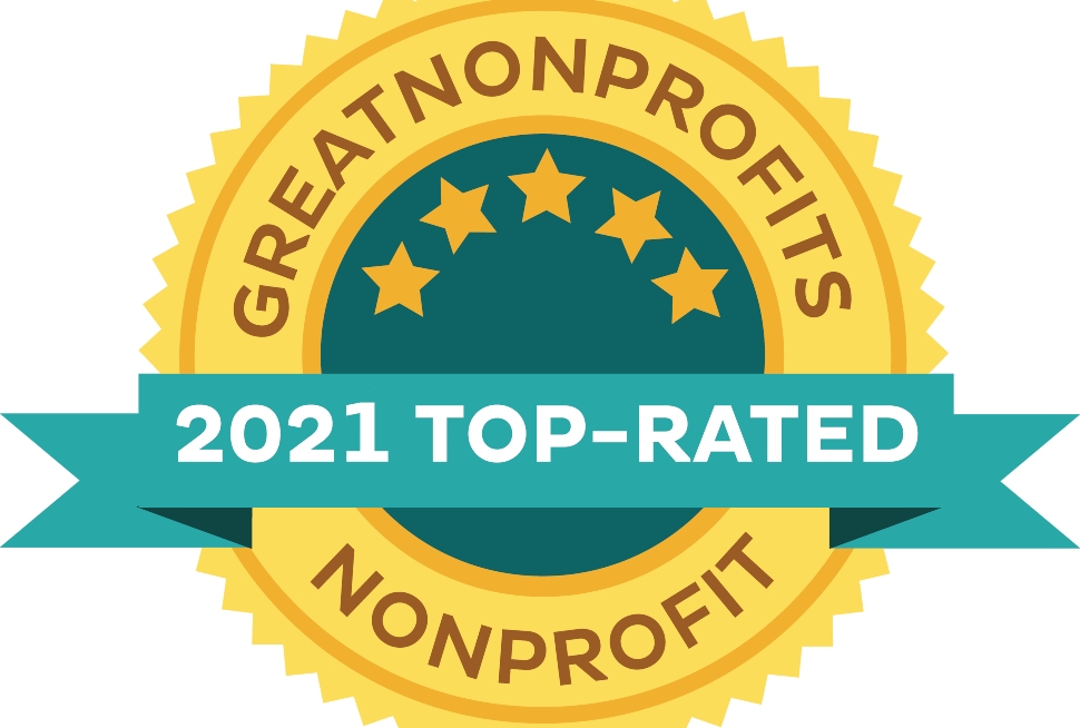 The logo for the GreatNonprofits 2021 Top-Rated Award.