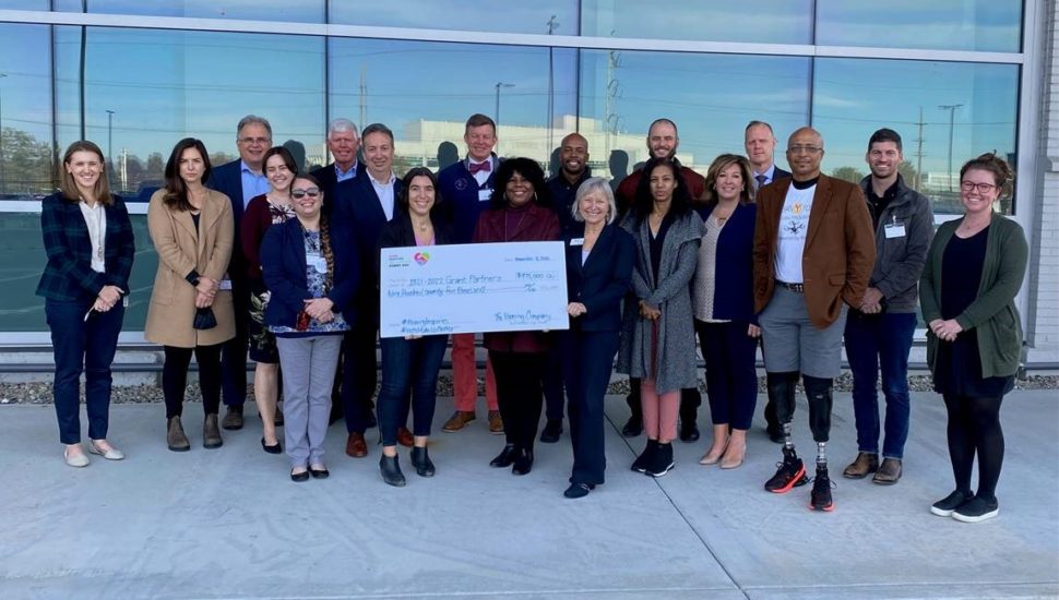 A check presentation with officials from Boeing Philadelphia, The Foundation for Delaware County and the Housing Opportunities Program for Equity in attendance.