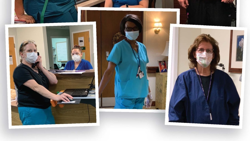 Three nurses in masks.